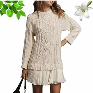 Amazon Cream Cable Knit Mini Dress